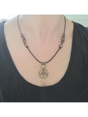 Garden Ring Bird Charm Beaded Gemstone Necklace